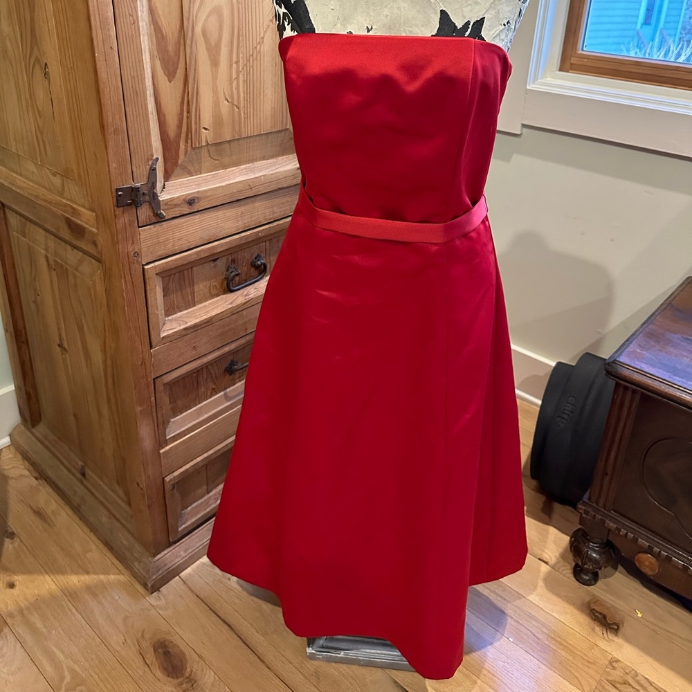 Valentine’s Day Red Satin Strapless Dress by Rubber Ducky, Sz M!